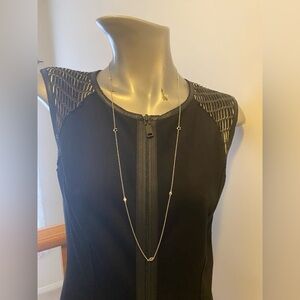 Authentic Coach Necklace initial C & CZ clear 34” chain long adjustable